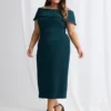 Phoebe Polished Cocktail Dress Elegance with Soft Structure in Teal Mother of the Groom Dress