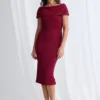 Phoebe Polished Cocktail Dress Elegance with Soft Structure in Wine Mother of the Groom Dress