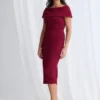 Phoebe Polished Cocktail Dress Elegance with Soft Structure in Wine Mother of the Groom Dress