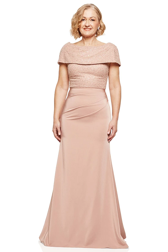 VERONICA OFF THE SHOULDER BEADED GOWN IN BLUSH 1