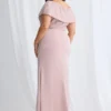 Veronica Beaded Off Shoulder Gown in Blush Mother of the Bride Dress
