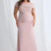 Veronica Beaded Off Shoulder Gown in Blush Mother of the Bride Dress