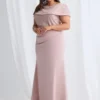 Veronica Beaded Off Shoulder Gown in Blush Mother of the Bride Dress