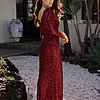 Madonna Sequin Evening Gown by Tania Olsen – Wine Red