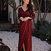 Madonna Sequin Evening Gown by Tania Olsen – Wine Red