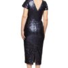 ANGIE TRELLIS LANE SEQUIN MIDI GOWN IN NAVY BLUE