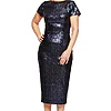 ANGIE TRELLIS LANE SEQUIN MIDI GOWN IN NAVY BLUE