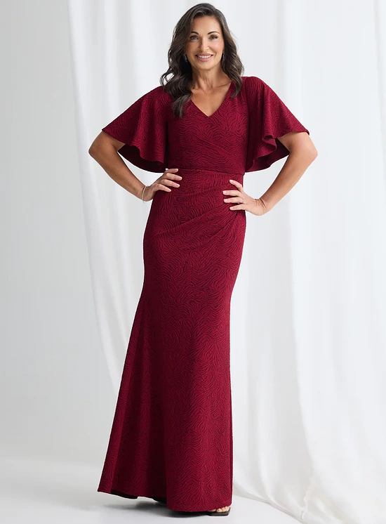 Catherine Gown Timeless Elegance with Contemporary Detail in Wine Mother of the Bride Dress