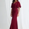 Catherine Gown Timeless Elegance with Contemporary Detail in Wine Mother of the Bride Dress