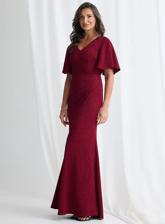 Catherine Gown Timeless Elegance with Contemporary Detail in Wine Mother of the Bride Dress