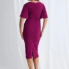 Catherine Flutter Sleeve Mid Length Gown in Magenta Mother of the Bride Dress