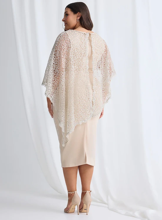 June Midi Soft Sequin Lace Gown in Bisque Mother of the Bride Dress