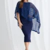 June Midi Soft Sequin Lace Gown in Navy Mother of the Bride Dress