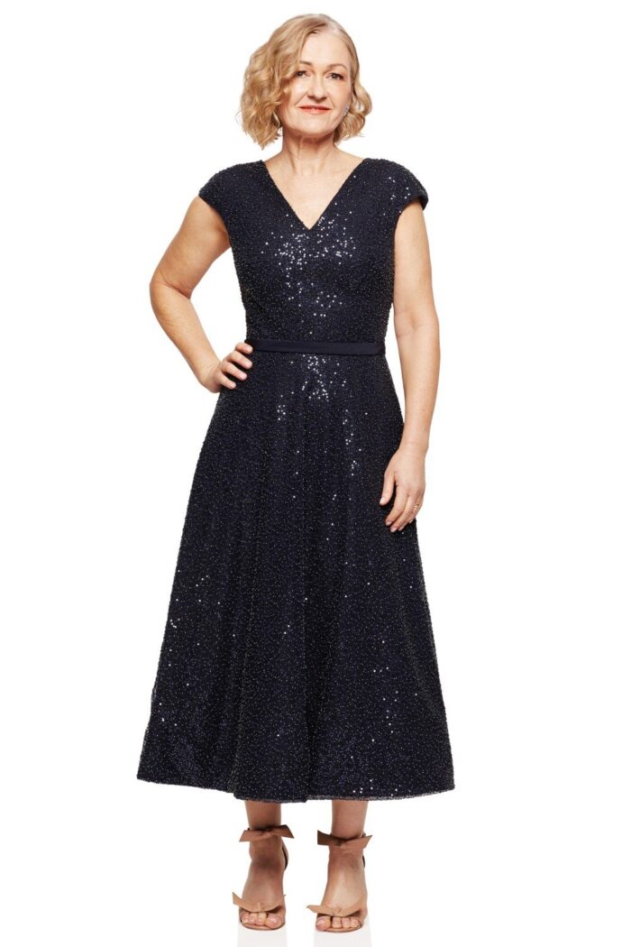MACKENZIE SEQUIN GOWN IN NAVY BLUE