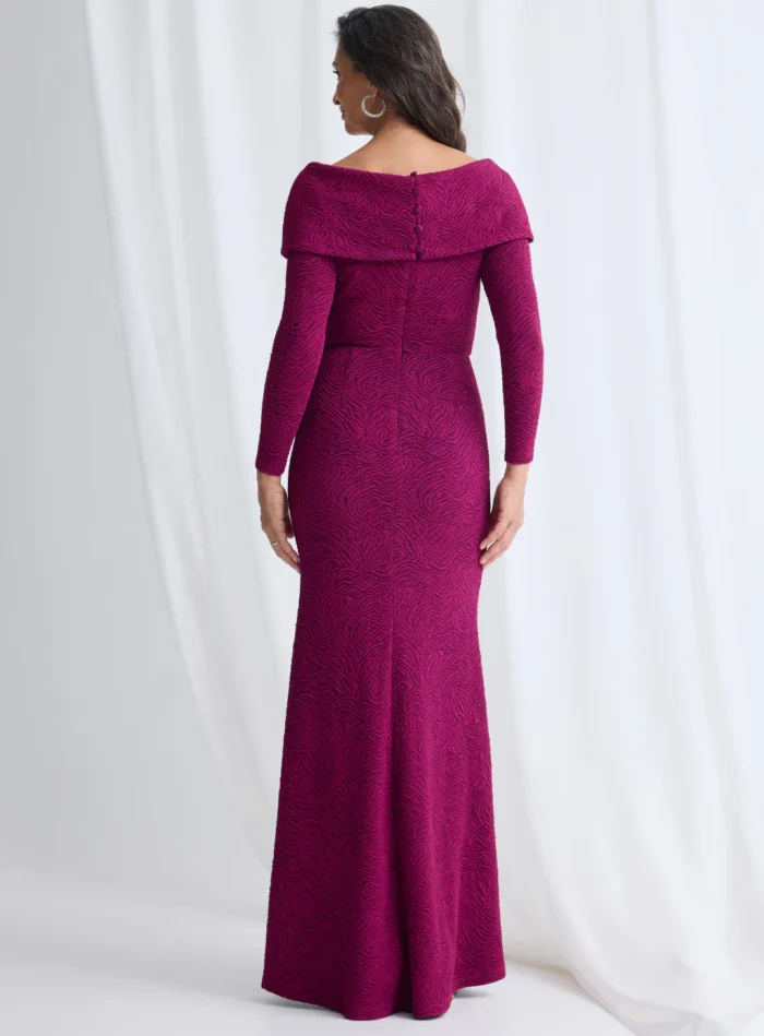 Phoebe Dress with Sleeves with Polished Elegance in Magenta Mother of the Groom Dress