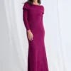 Phoebe Dress with Sleeves with Polished Elegance in Magenta Mother of the Groom Dress