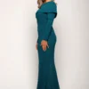 Phoebe Dress with Sleeves with Polished Elegance in Teal Mother of the Groom Dress
