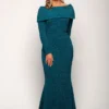 Phoebe Dress with Sleeves with Polished Elegance in Teal Mother of the Groom Dress