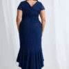 Stasia Hi Lo Dress Understated Shine in a Mermaid Silhouette in Navy Mother of the Groom Dress