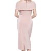 VERONICA OFF THE SHOULDER BEADED MID LENGTH GOWN BLUSH