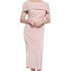 VERONICA OFF THE SHOULDER BEADED MID LENGTH GOWN BLUSH