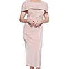 VERONICA OFF THE SHOULDER BEADED MID LENGTH GOWN BLUSH