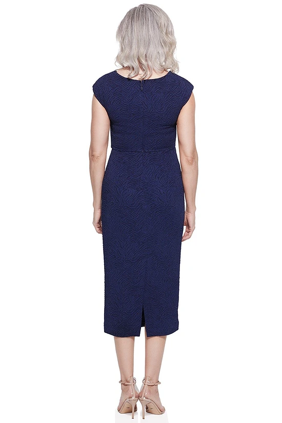 FAY ASYMMETRICAL MIDI GOWN IN NAVY