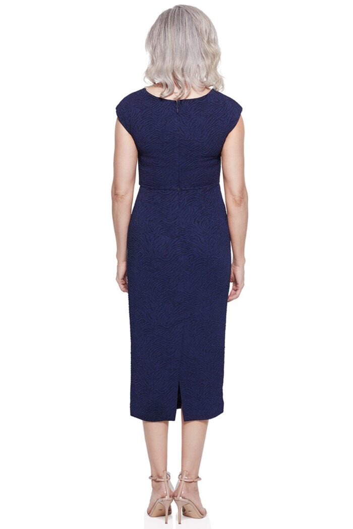 FAY ASYMMETRICAL MIDI GOWN IN NAVY