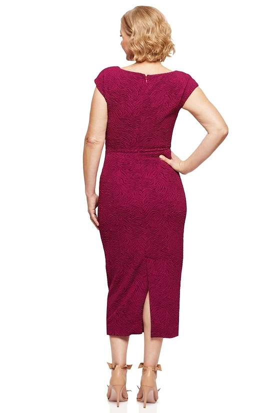 FAY ASYMMETRICAL MIDI GOWN IN WINE