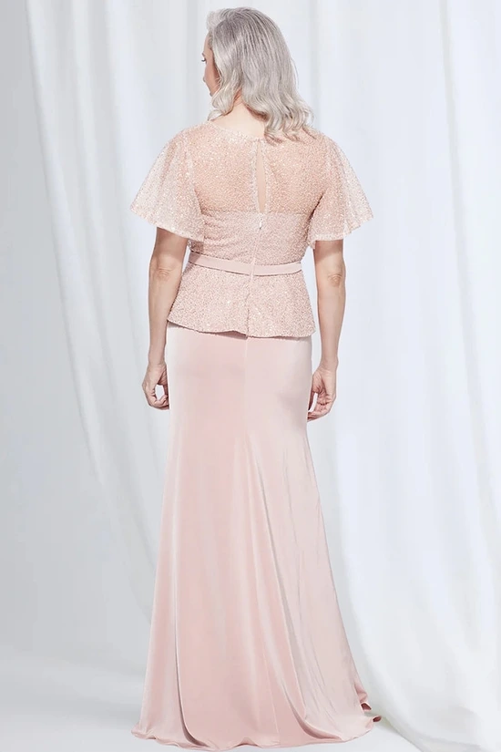Francesca Beaded Dress Delicate Detail in Blush Mother of the Groom Dress
