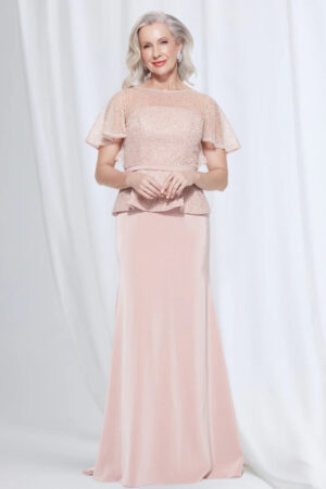 Francesca Beaded Dress Delicate Detail in Blush Mother of the Groom Dress