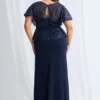 Francesca Beaded Dress with Sculpted Elegance Detail in Navy Mother of the Bride Dress
