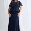 Francesca Beaded Dress with Sculpted Elegance Detail in Navy Mother of the Bride Dress