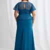 Francesca Beaded Dress with Sculpted Elegance Detail in Teal Mother of the Bride Dress
