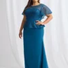 Francesca Beaded Dress with Sculpted Elegance Detail in Teal Mother of the Bride Dress