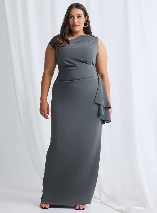 Jannie Dress Timeless Elegance with a Modern Edge in Charcoal Mother of the Bride Dress