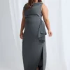 Jannie Dress Timeless Elegance with a Modern Edge in Charcoal Mother of the Bride Dress