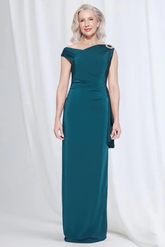 Jannie Dress Timeless Elegance with a Modern Edge in Teal Mother of the Bride Dress
