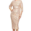Lidia Sequin Cocktail Midi Gown by Trellis Lane in Champagne