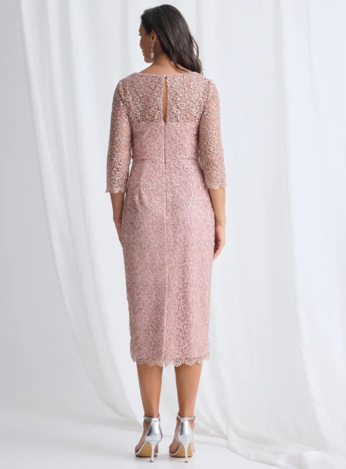Lotta Sequin Cocktail Midi Gown in Blush Mother of the Bride Dress