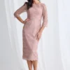 Lotta Sequin Cocktail Midi Gown in Blush Mother of the Bride Dress