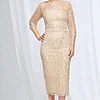 Lotta Sequin Cocktail Midi Gown in Champagne Mother of the Bride Dress