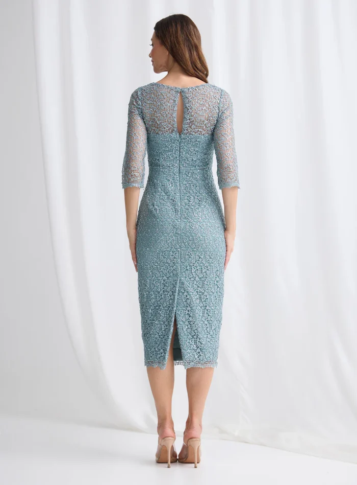 Lotta Sequin Cocktail Midi Gown in Light Blue Mother of the Bride Dress