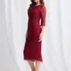 Lotta Sequin Cocktail Midi Gown in Wine Mother of the Bride Dress