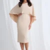 Oriana Midi Modern Asymmetry with Elegant Flow in Bisque Mother of the Bride Dress