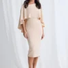 Oriana Midi Modern Asymmetry with Elegant Flow in Bisque Mother of the Bride Dress