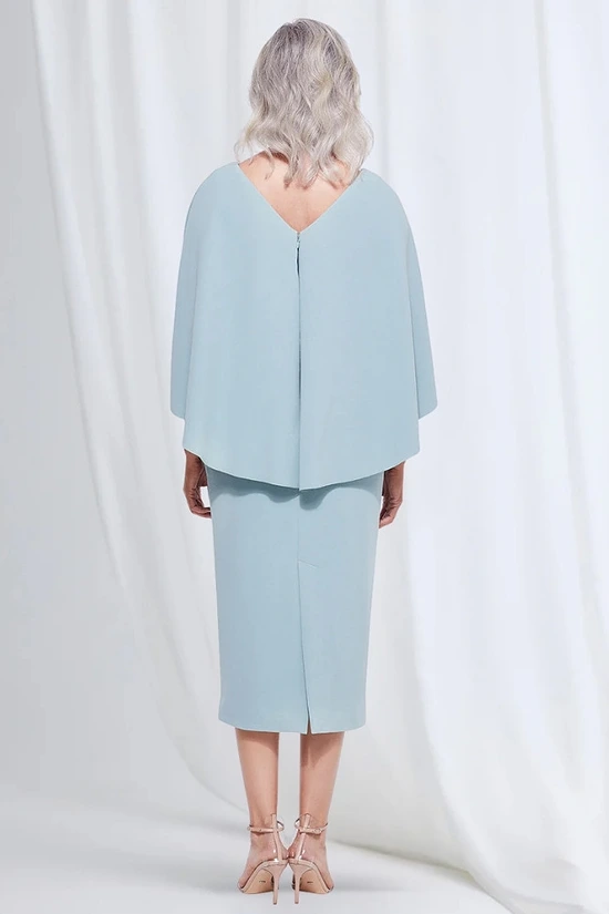 Oriana Midi Modern Asymmetry with Elegant Flow in Light Blue Mother of the Bride Dress