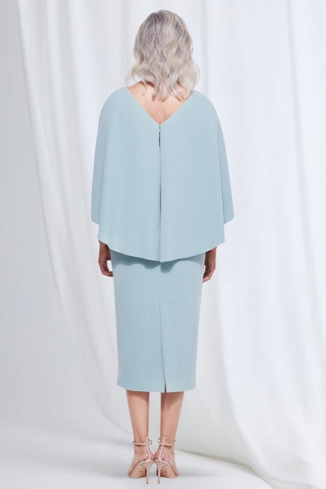 Oriana Midi Modern Asymmetry with Elegant Flow in Light Blue Mother of the Bride Dress
