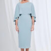 Oriana Midi Modern Asymmetry with Elegant Flow in Light Blue Mother of the Bride Dress