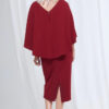 Oriana Midi Modern Asymmetry with Elegant Flow in Wine Mother of the Bride Dress